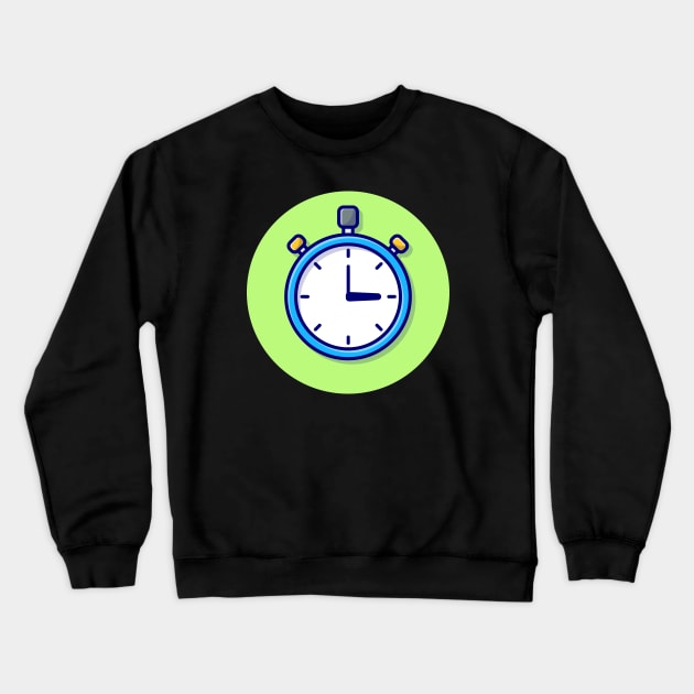 Stopwatch Timer Cartoon Vector Icon Illustration Crewneck Sweatshirt by Catalyst Labs